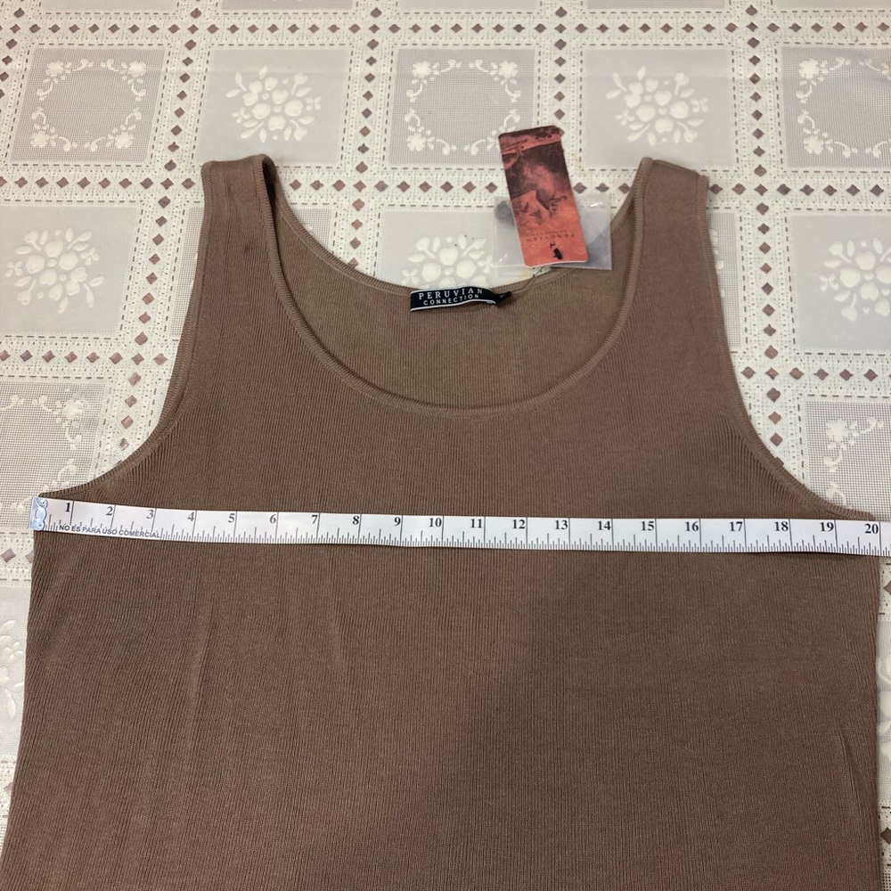 Peruvian Connection Women's Brown Fitted Sleeveless Tank Top Size XL NWT - Picture 7 of 10